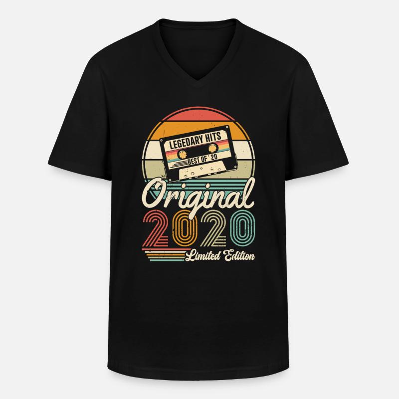 2020 - Männer-T-Shirt mit V-Ausschnitt - Schwarz