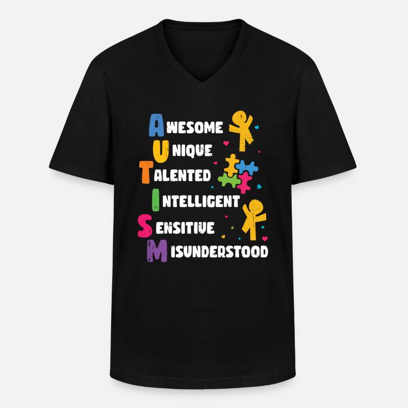 Autismus - Männer-T-Shirt mit V-Ausschnitt - Schwarz