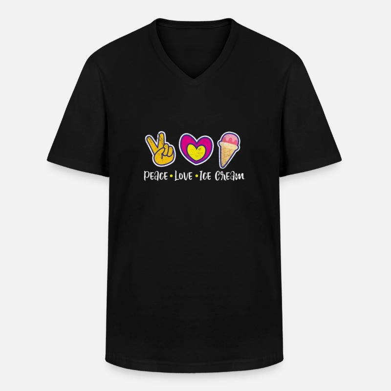 Eiscreme - Männer-T-Shirt mit V-Ausschnitt - Schwarz
