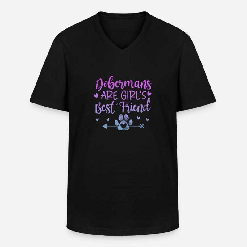 Dobermann - Männer-T-Shirt mit V-Ausschnitt - Schwarz