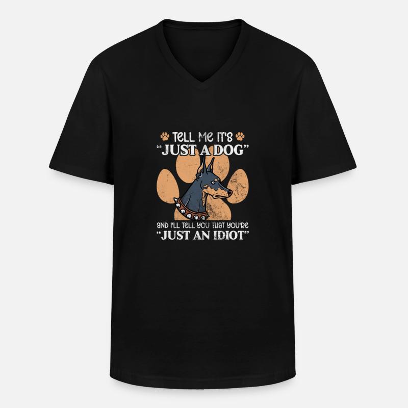 Dobermann - Männer-T-Shirt mit V-Ausschnitt - Schwarz