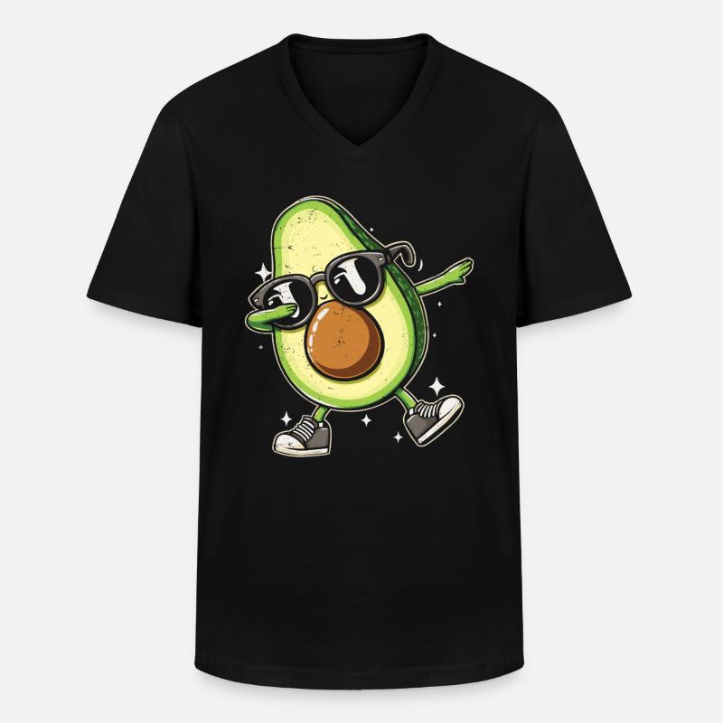 Avocado - Männer-T-Shirt mit V-Ausschnitt - Schwarz