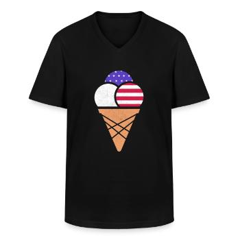 Ice cream - Men's V-Neck T-Shirt - black - Front - AI Model Male 178 dark (178cm)