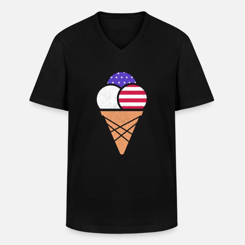 Eiscreme - Männer-T-Shirt mit V-Ausschnitt - Schwarz