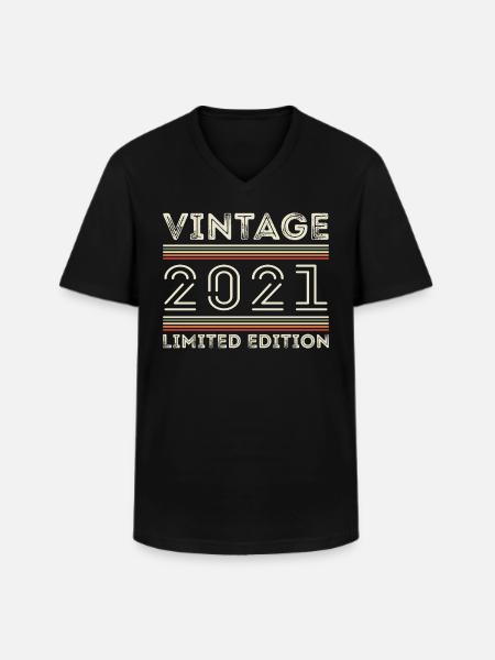 Vintage 2021 - Year 2021 Birthday Gift 2021 - Men's V-Neck T-Shirt - black