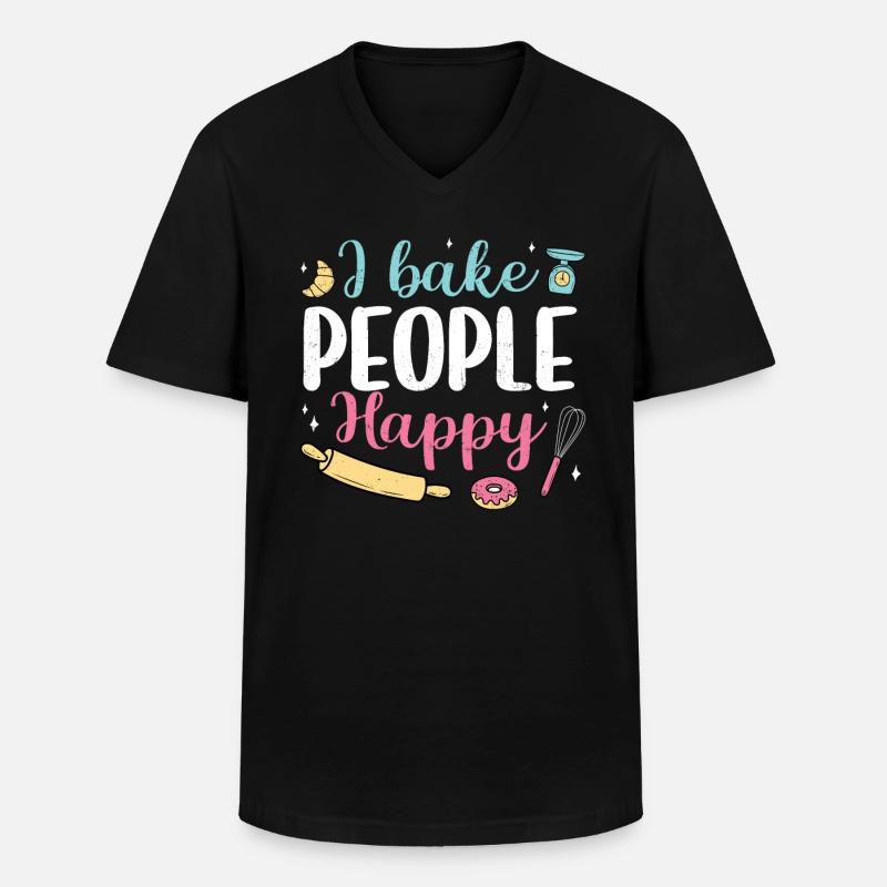 Bäcker - Männer-T-Shirt mit V-Ausschnitt - Schwarz