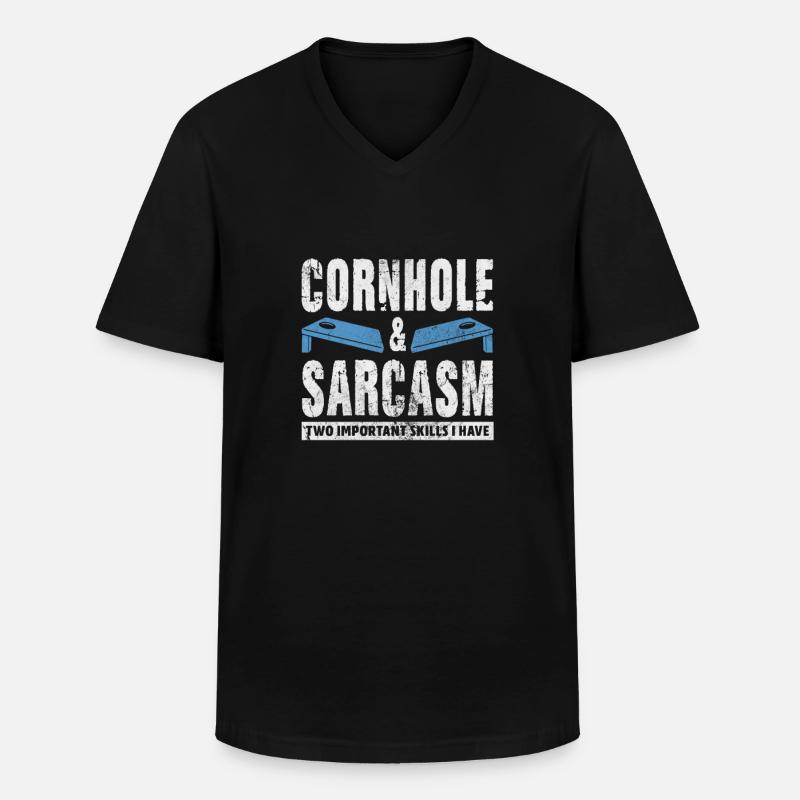 Cornhole - Männer-T-Shirt mit V-Ausschnitt - Schwarz