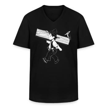 Charpentier - T-shirt col V Homme - noir - Devant - AI Model Male 178 dark (178cm)