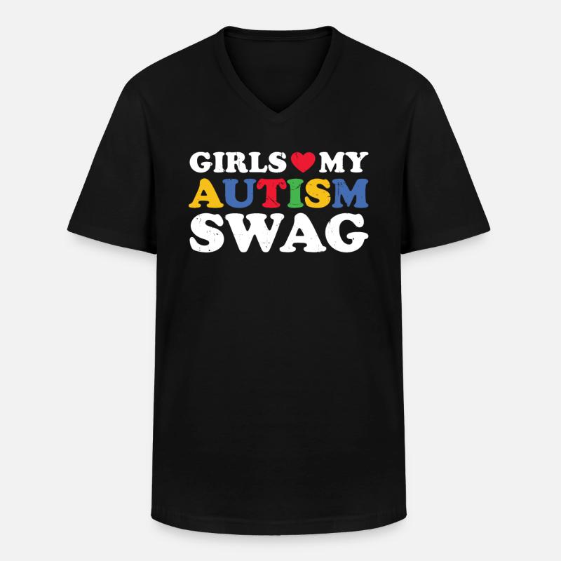 Autismus - Männer-T-Shirt mit V-Ausschnitt - Schwarz