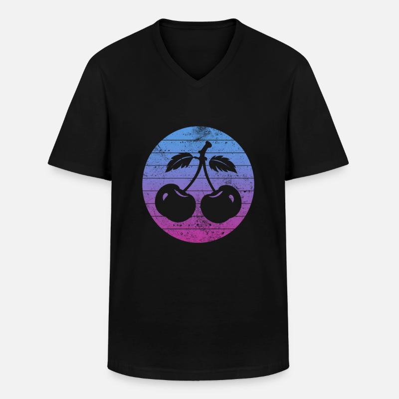 Kirsche - Männer-T-Shirt mit V-Ausschnitt - Schwarz