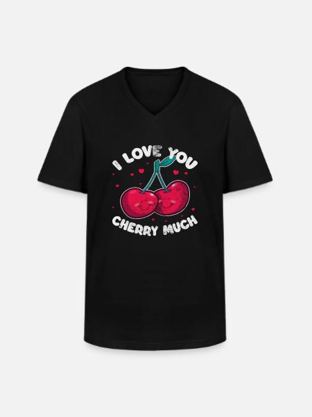 Kirsche - Männer-T-Shirt mit V-Ausschnitt - Schwarz