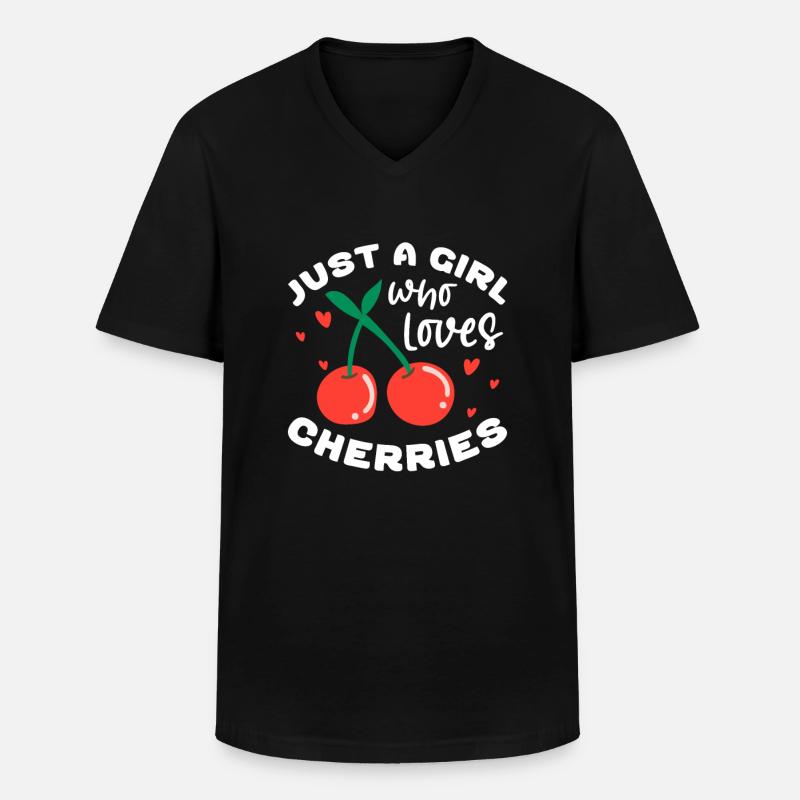 Kirsche Kirschbaum Kirschblüte Frucht Geschenk - Männer-T-Shirt mit V-Ausschnitt - Schwarz