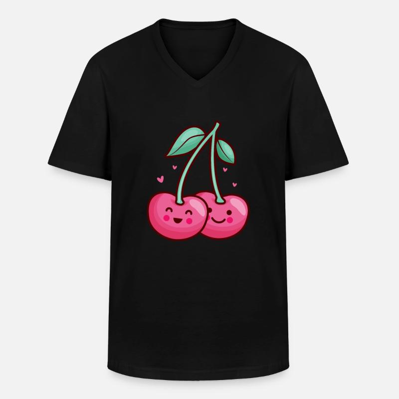 Kirsche Kirschbaum Kirschblüte Frucht Geschenk - Männer-T-Shirt mit V-Ausschnitt - Schwarz