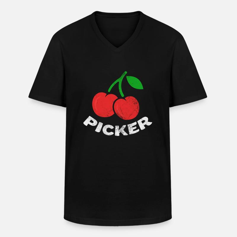 Kirsche - Männer-T-Shirt mit V-Ausschnitt - Schwarz