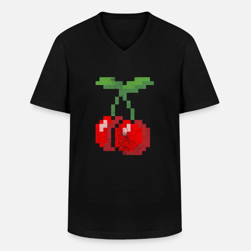 Kirsche - Männer-T-Shirt mit V-Ausschnitt - Schwarz
