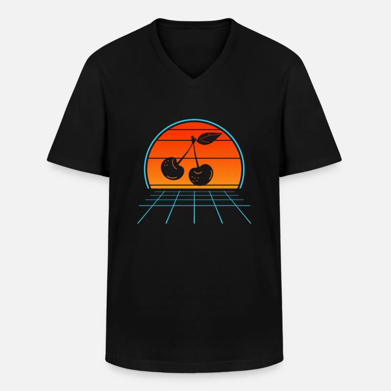 Kirsche Kirschbaum Kirschblüte Frucht Geschenk - Männer-T-Shirt mit V-Ausschnitt - Schwarz