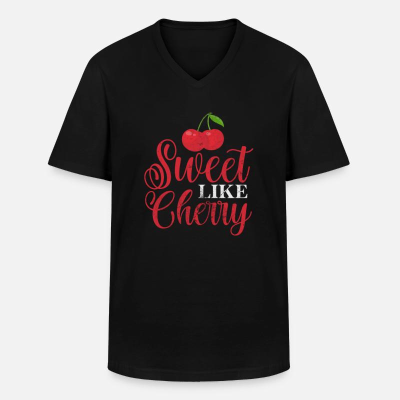 Kirsche - Männer-T-Shirt mit V-Ausschnitt - Schwarz