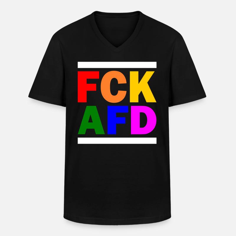 Fck afd - Männer-T-Shirt mit V-Ausschnitt - Schwarz