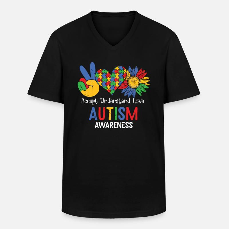 Autismus - Männer-T-Shirt mit V-Ausschnitt - Schwarz