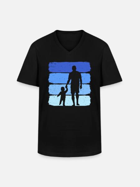 Far med søn retro far og søn - Klassisk herre T-shirt med V-udskæring - sort
