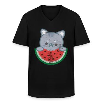 Watermelon - Men's V-Neck T-Shirt - black - Front - AI Model Male 178 dark (178cm)