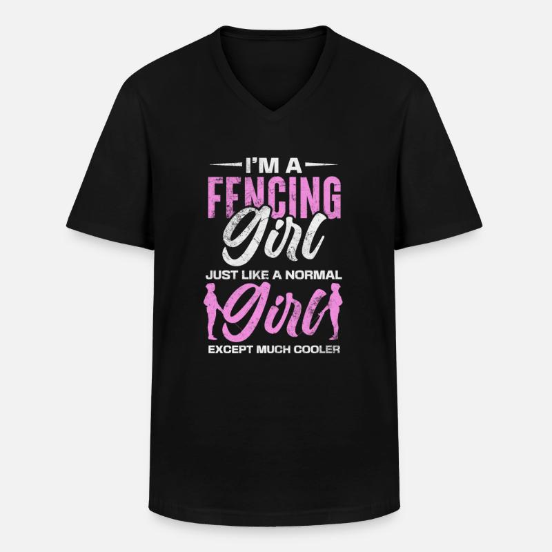 Fechten - Männer-T-Shirt mit V-Ausschnitt - Schwarz