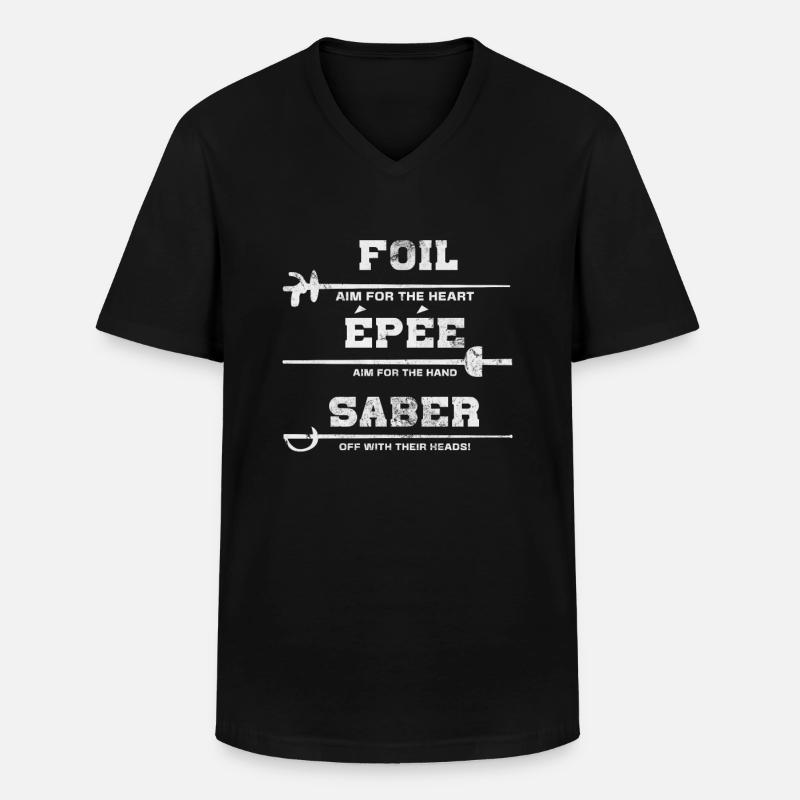Fechten - Männer-T-Shirt mit V-Ausschnitt - Schwarz