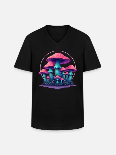 Champignons psychédéliques - T-shirt col V Homme - noir