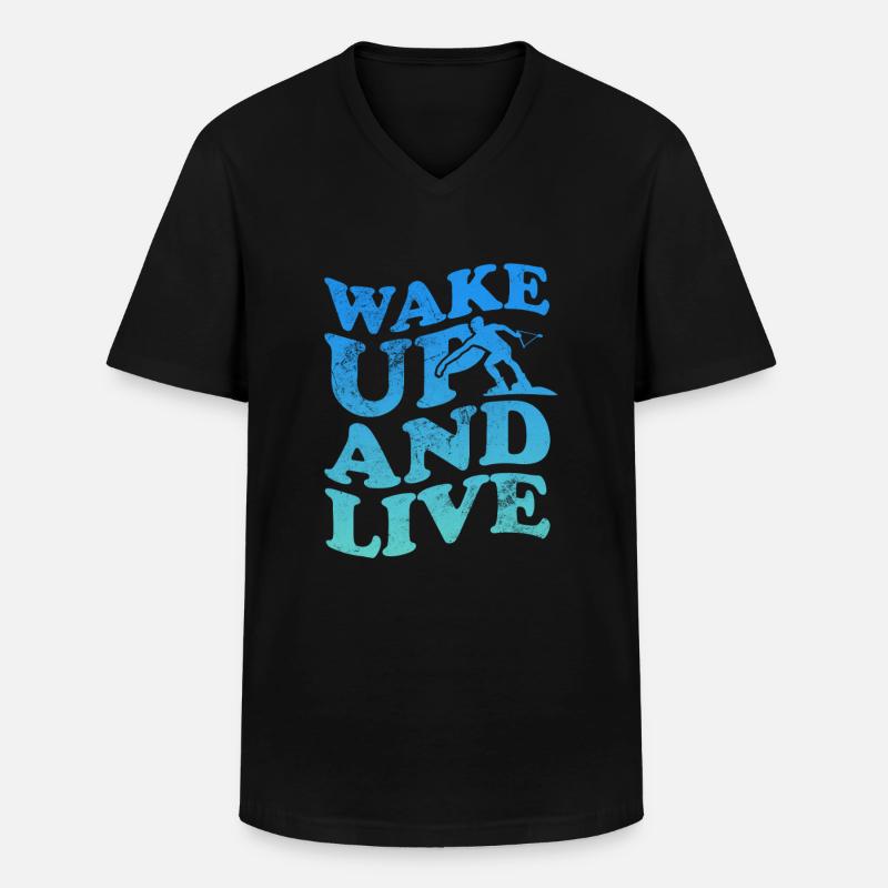 Wakeboard - Männer-T-Shirt mit V-Ausschnitt - Schwarz