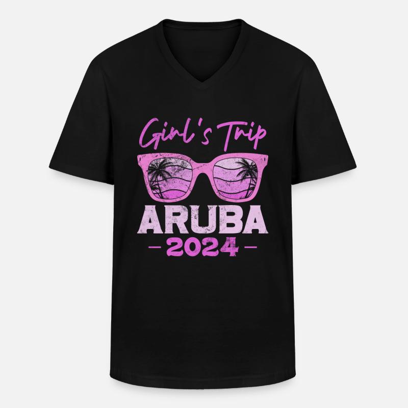Aruba - Männer-T-Shirt mit V-Ausschnitt - Schwarz