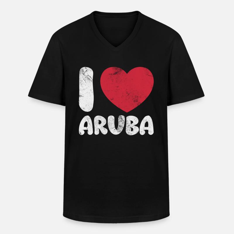 Aruba - Männer-T-Shirt mit V-Ausschnitt - Schwarz