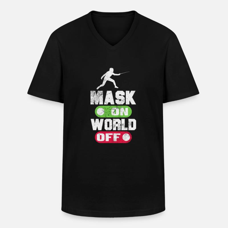 Fechten - Männer-T-Shirt mit V-Ausschnitt - Schwarz