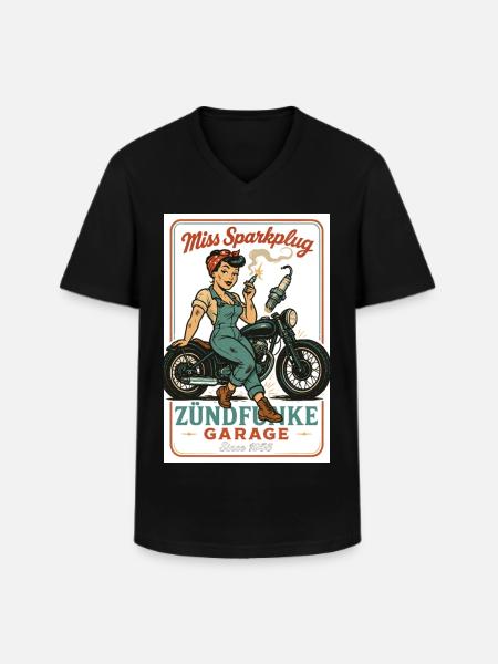 Miss Sparkplug – Zündfunke Garage Queen - Men's V-Neck T-Shirt - black