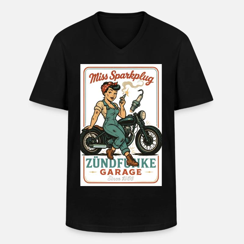 Miss Sparkplug – Zündfunke Garage Queen - Männer-T-Shirt mit V-Ausschnitt - Schwarz