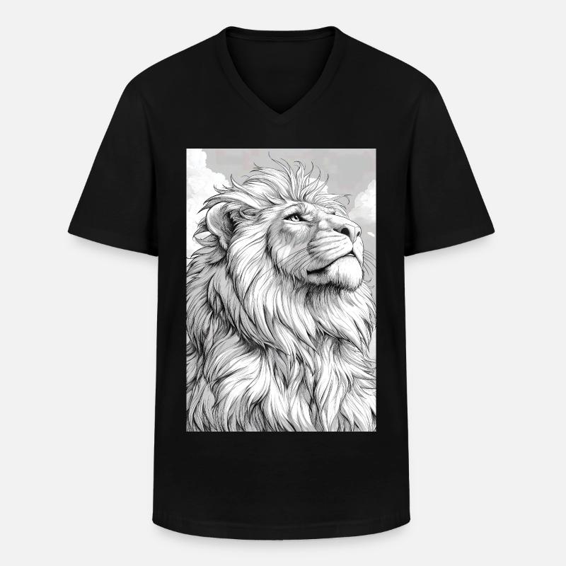 Illustration eines Löwen - Männer-T-Shirt mit V-Ausschnitt - Schwarz