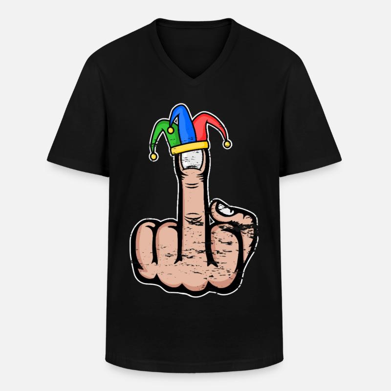 Mittelfinger Stingerfinger Karneval - Männer-T-Shirt mit V-Ausschnitt - Schwarz
