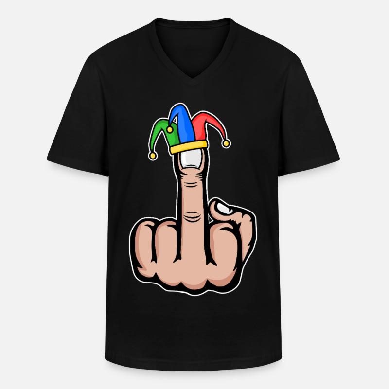 Mittelfinger Stingerfinger Karneval - Männer-T-Shirt mit V-Ausschnitt - Schwarz