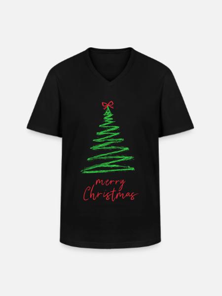 Green Christmas Tree Brush Style - Men's V-Neck T-Shirt - black