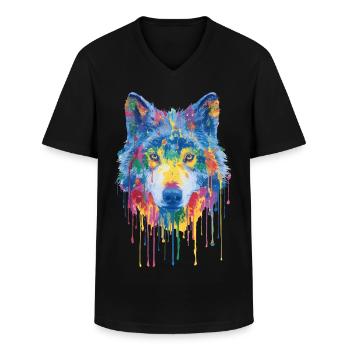 Loup - T-shirt col V Homme - noir - Devant - AI Model Male 178 dark (178cm)