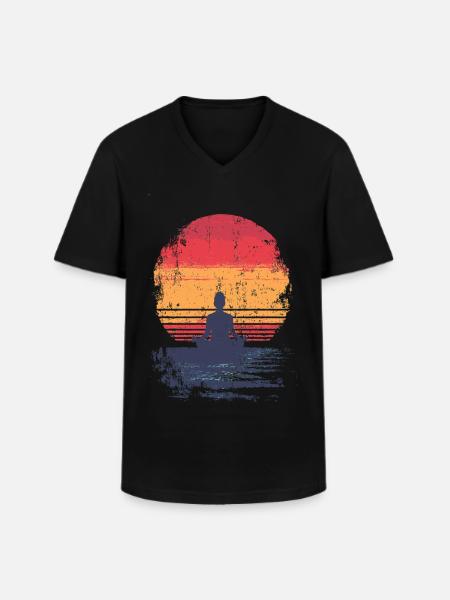 Sunset Meditation - Men's V-Neck T-Shirt - black
