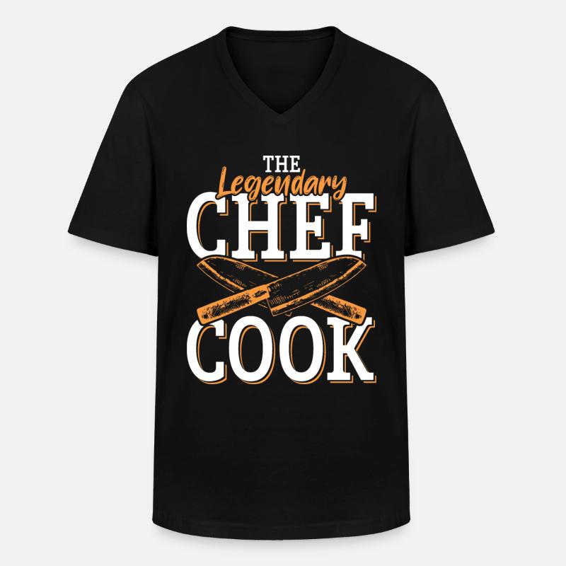chefkoch koch kochen spruch - Männer-T-Shirt mit V-Ausschnitt - Schwarz