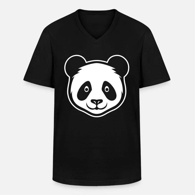 Panda Kopf - Männer-T-Shirt mit V-Ausschnitt - Schwarz