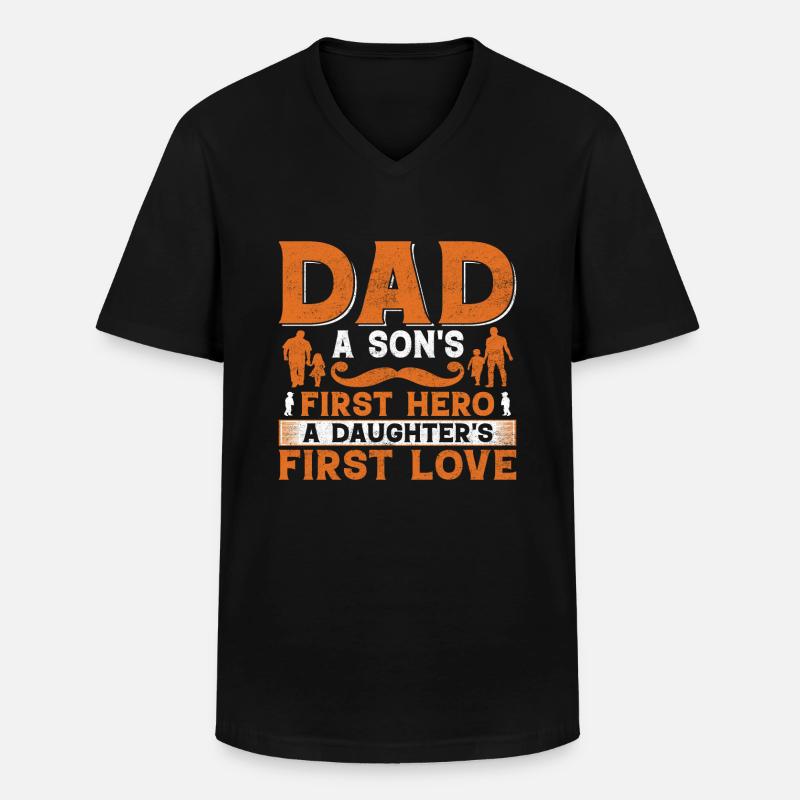 Padre e figlio - padre e figlia dono padre - Maglietta da uomo classica con scollo a V - nero