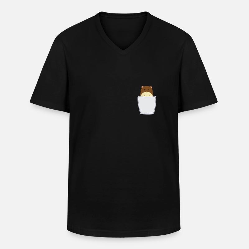 Hamster in Brusttasche - Männer-T-Shirt mit V-Ausschnitt - Schwarz
