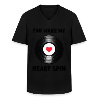 Enregistrement / Vinyle - T-shirt col V Homme - noir - Devant - AI Model Male 178 dark (178cm)