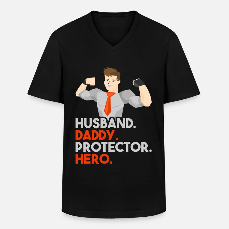 Daddy Superhero - Männer-T-Shirt mit V-Ausschnitt - Schwarz