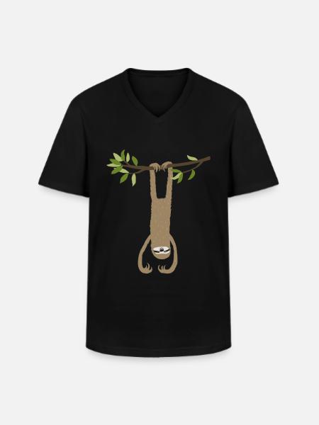 Faultier - Men's V-Neck T-Shirt - black