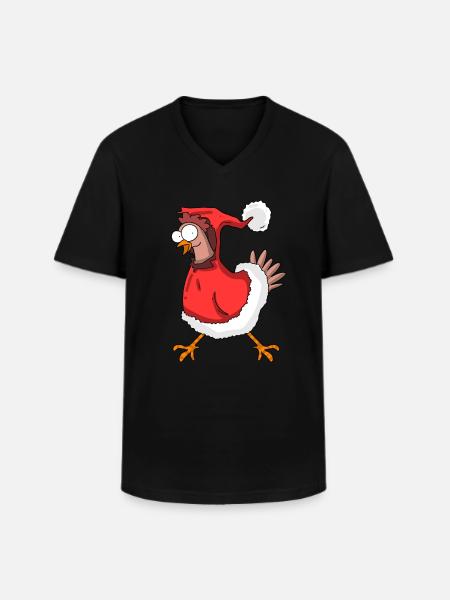 Christmas chicken - Men's V-Neck T-Shirt - black
