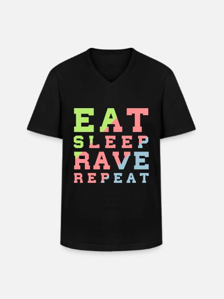 EAT SLEEP RAVE REPEAT - Men's V-Neck T-Shirt - black