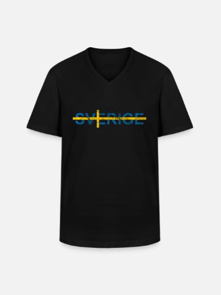 Sverige Swedish Flag Sweden Scandinavia - Men's V-Neck T-Shirt - black